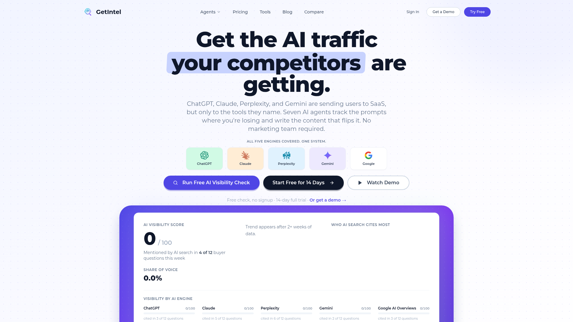 GetIntel: AI-Powered Growth Platform Built for Solo SaaS Founders