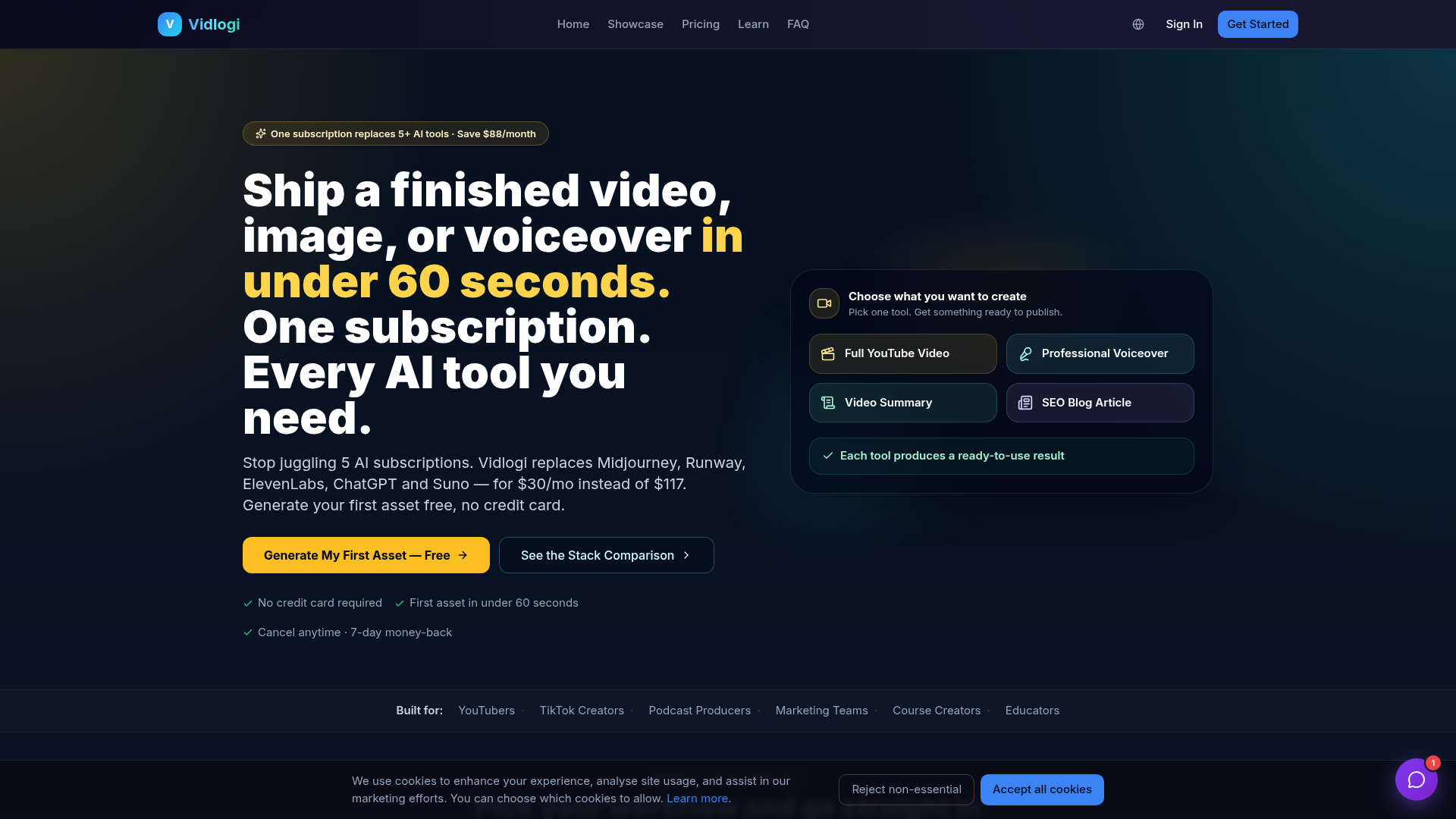 Vidlogi: AI Content Studio Built for YouTubers, TikTokers, and Podcasters