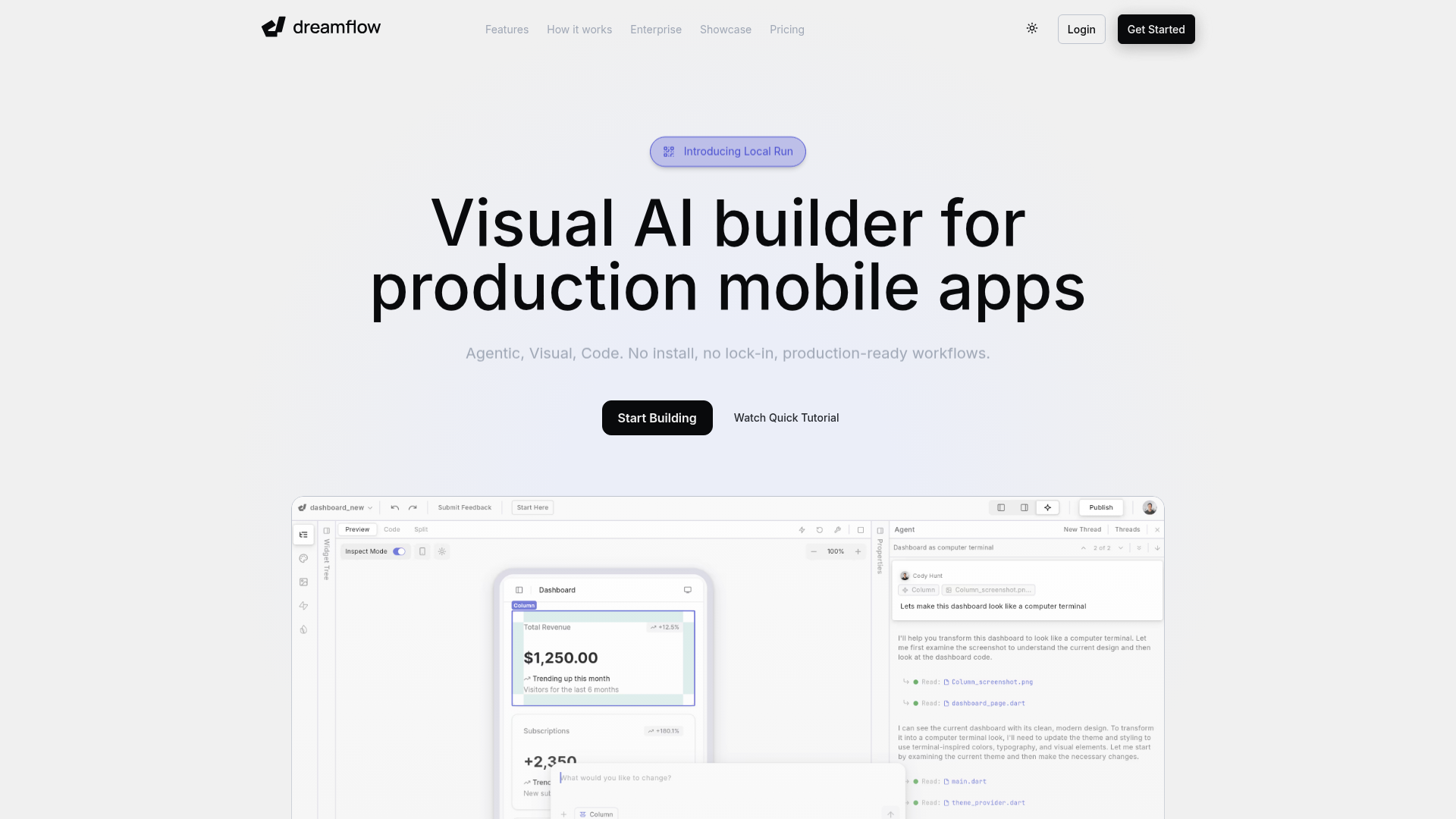Dreamflow interface screenshot