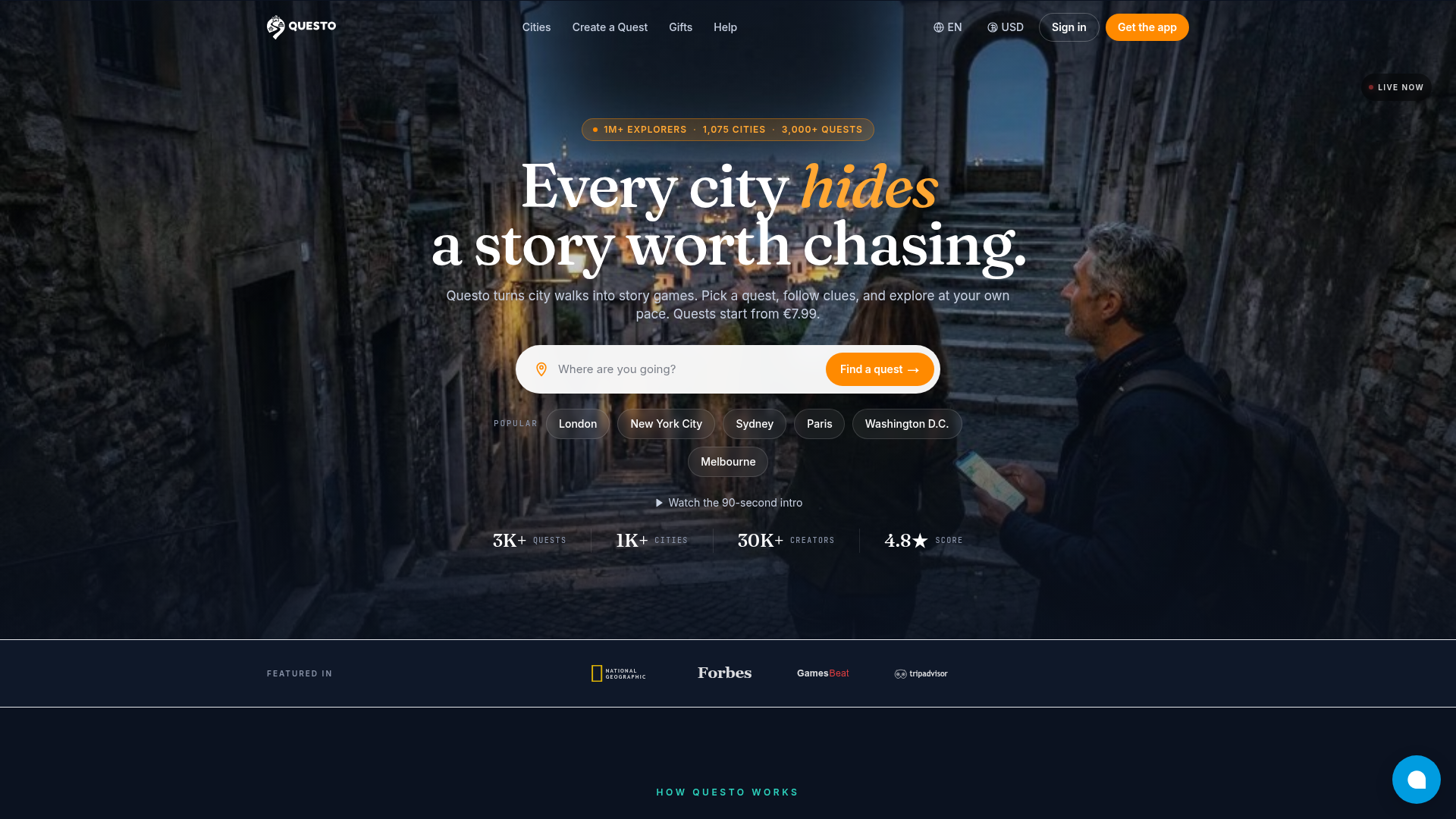 Questo interface screenshot