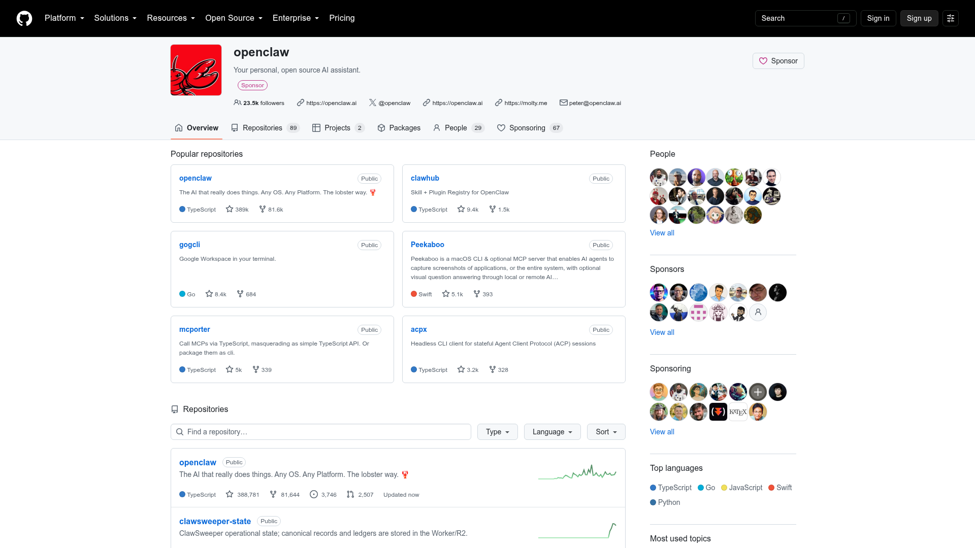 OpenClaw home page, captured for the 4 September 2026 Lab report