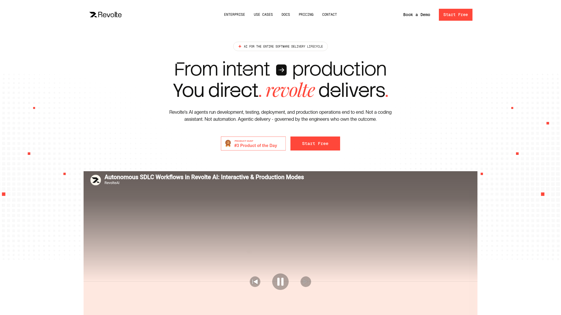 Revolte home page, captured for the 9 September 2026 Lab report