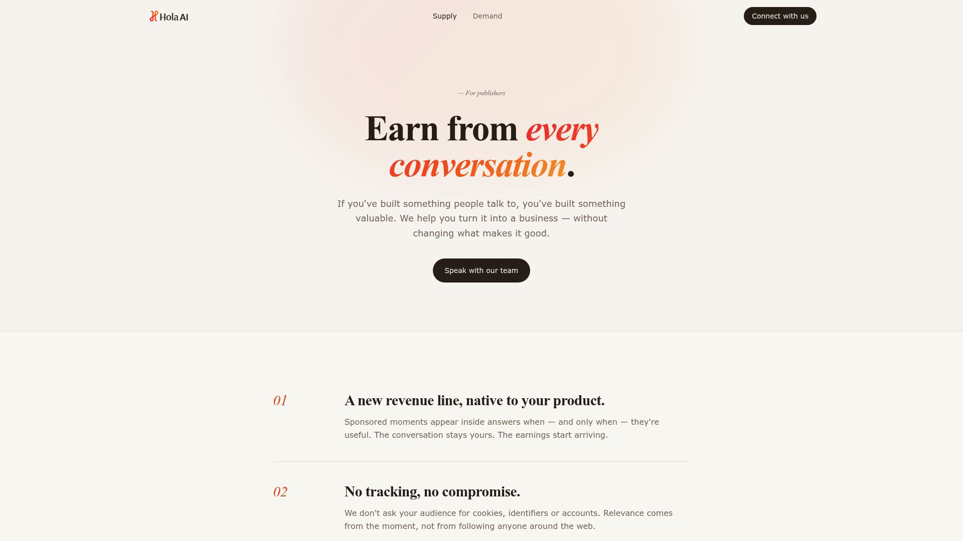 Hola interface screenshot