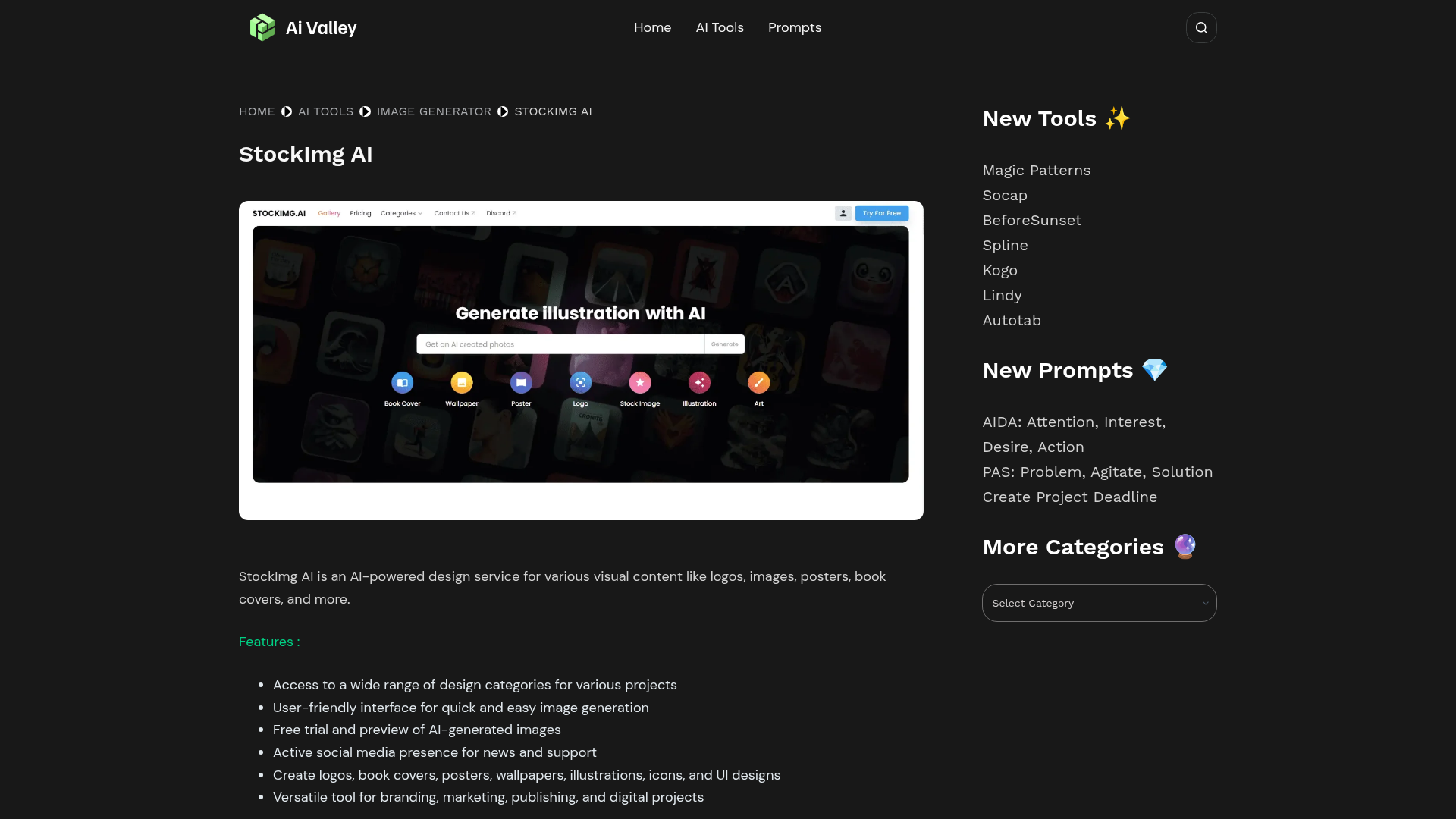 StockImg AI home page, captured for the 25 September 2026 Lab report