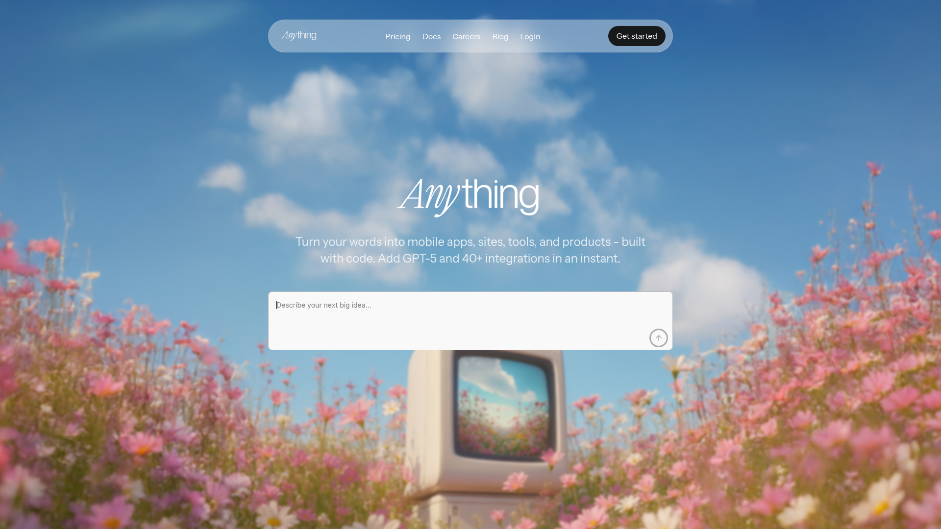 Anything home page, captured for the 2 October 2026 Lab report