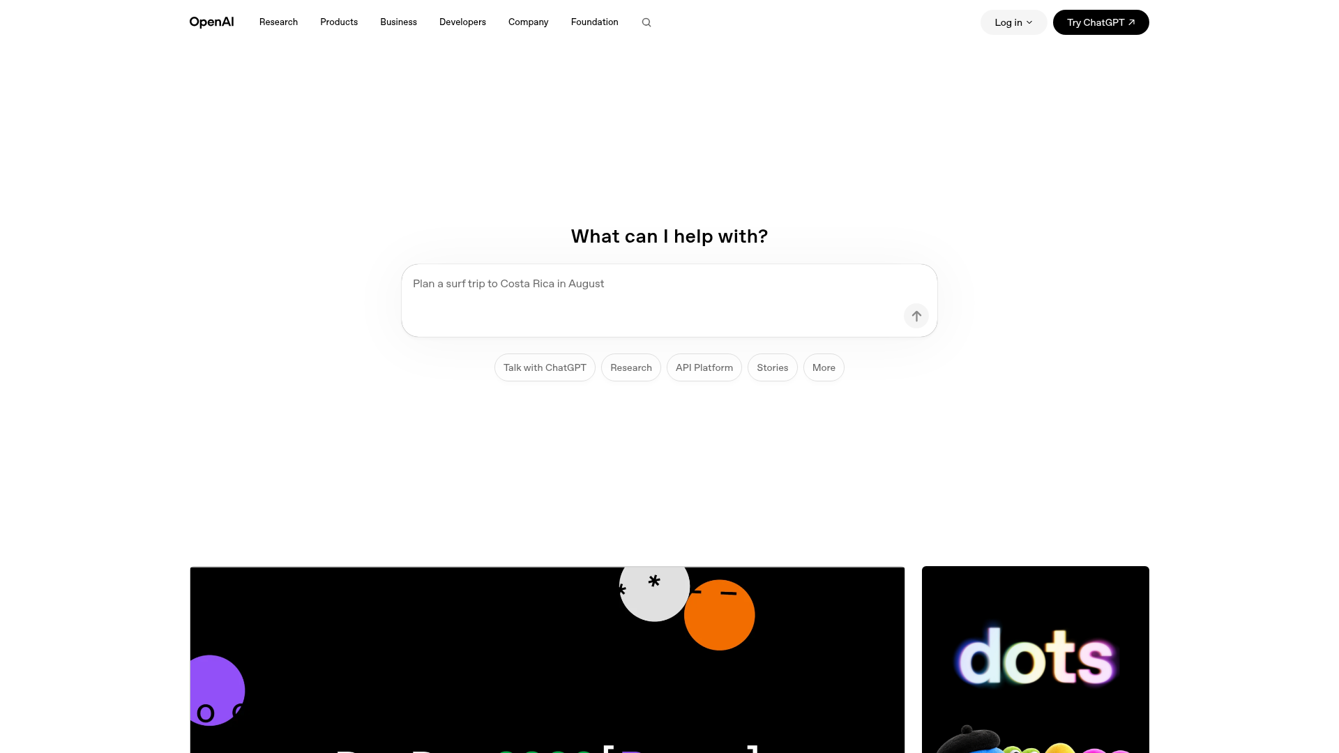 OpenAI API interface screenshot