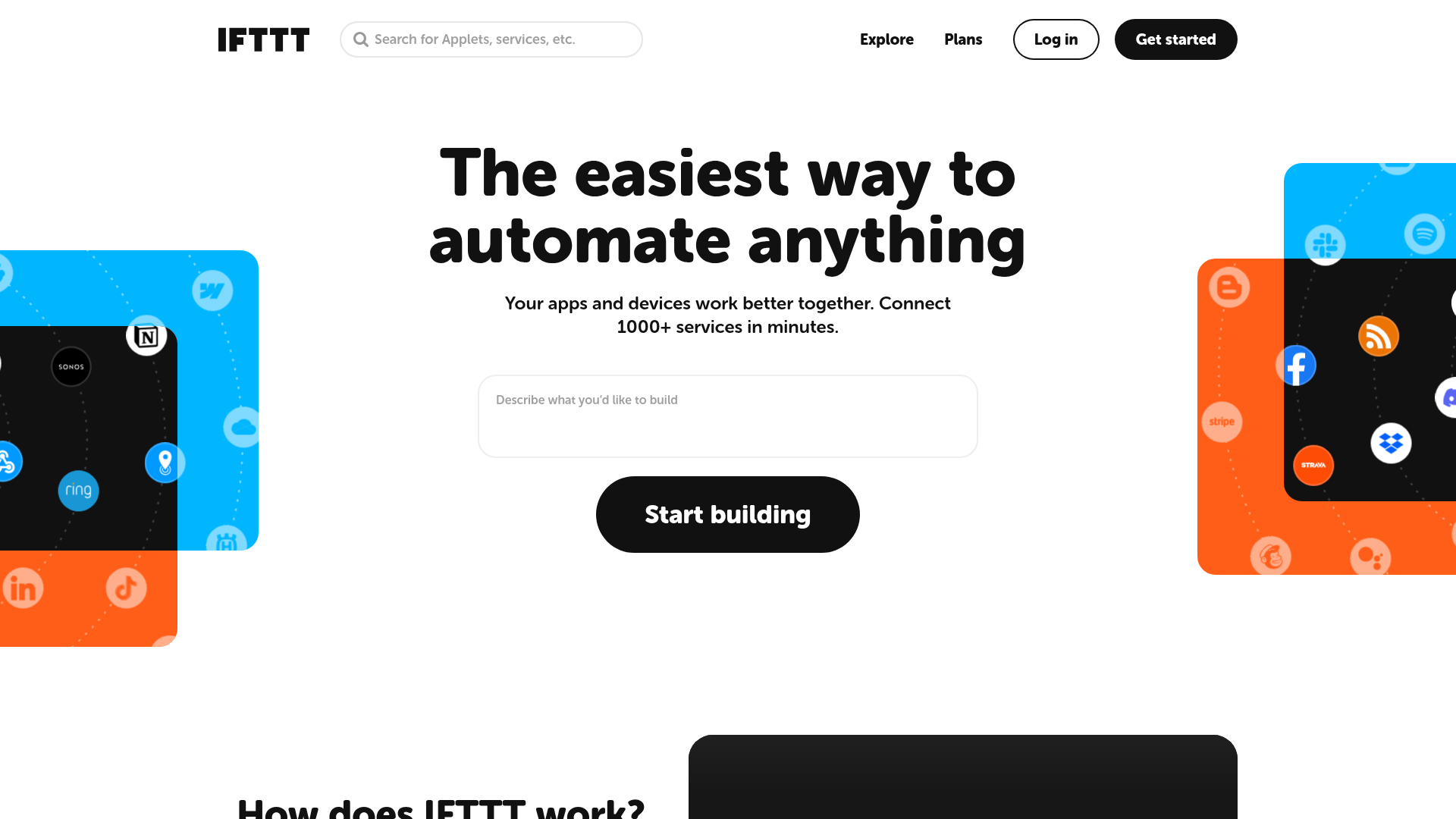 IFTTT AI Services home page, captured for the 11 October 2026 Lab report